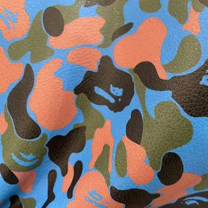 Custom Faux Camouflage Leather Art and Crafts Materials Handmade craft Pu Vinyl Fabric
