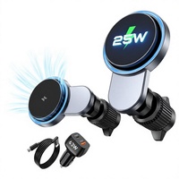 Chargeur de voiture magnétique Qi2.2 25W, support de charge sans fil pliable, fixation automatique pour téléphone dans la voiture