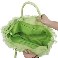 Tas Tote Kanvas Custom Print DIY dengan Ritsleting, Bordir, dan Rumbai, Desain Fashion untuk Wanita, Cocok untuk Belanja Sehari-hari, Penggunaan Musim Semi/Panas