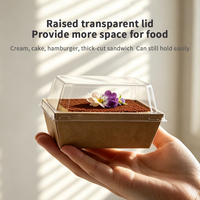 Boîte à lunch jetable en carton blanc biodégradable personnalisée en usine avec couvercle transparent en PET pour pâtisserie, gâteau, salade, emballage à emporter