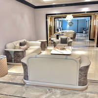 Ensemble de canapés modulaires en cuir et tissu de design italien moderne, luxe pour salon, villa, bureau à domicile, appartement, hôtel
