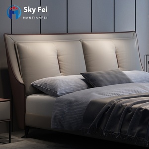 Cama de Cuero Minimalista Moderna Italiana, con Cabecera Acolchada y Almacenamiento Elevado, para Dormitorio Principal, Estilo Ligero de Lujo, Tipo <span class=keywords><strong>Simmons</strong></span> - Product Image 2