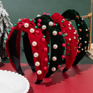 جديد الشتاء عيد الميلاد عقال معقود حافة واسعة عصابة رأس لؤلؤ احتفالي تصميم عصابة رأس - Product Image 2