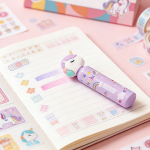 Ikeyword - Resaltador Cilíndrico en Forma <span class=keywords><strong>de</strong></span> Cabeza <span class=keywords><strong>de</strong></span> <span class=keywords><strong>Unicornio</strong></span> <span class=keywords><strong>de</strong></span> 6 Colores, Resaltador con Punta <span class=keywords><strong>de</strong></span> Pincel Oblicua - Product Image 3