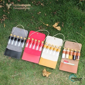 Leather Spice Storage Case with 5 Bottles and Pocket for Seasoning Outdoor Camping Use - Product Image 5