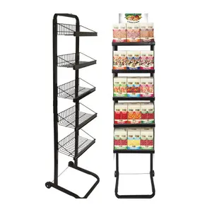 Store Storage Basket Grain Snacks Food Candy Potato Chips Biscuit Drink Bottle Metal Wire Display Stand Rack