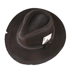 <span class=keywords><strong>Sombrero</strong></span> Fedora Rústico <span class=keywords><strong>de</strong></span> Alta Calidad Color Carbón con Banda Adornada con Cuentas y Pluma Vintage, Estilo Business - Product Image 5