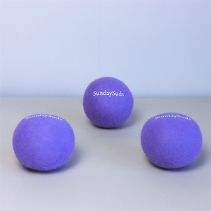 Boules de séchage en laine douces, écologiques, réutilisables, multicolores, décoratives, faites à <span class=keywords><strong>la</strong></span> main, pour adoucissant textile, couleur violet foncé - Product Image 2