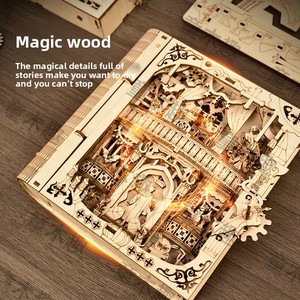 Fermalibri in Legno Fatto a Mano Tongmuqu, Modello DIY da Assemblare, Libro Magico Creativo 164x72x213mm - Product Image 1