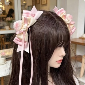 Lindo pasador de pelo con forma de lazo para niña, estilo princesa, delicado accesorio para el cabello, diadema rosa, pasador lateral con cinta. - Product Image 2
