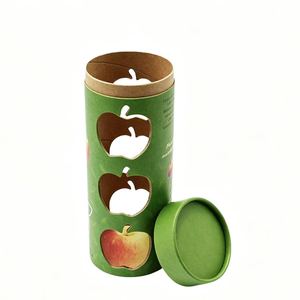 Tube en carton rond vert avec découpes en forme de pomme, emballage alimentaire recyclable - Product Image 5