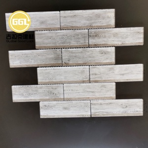 Carreaux <span class=keywords><strong>de</strong></span> mosaïque en verre effet bois blanc moderne, style <span class=keywords><strong>mini</strong></span>-briques pour la décoration des murs <span class=keywords><strong>de</strong></span> cuisine et des piscines <span class=keywords><strong>de</strong></span> spa - Product Image 1