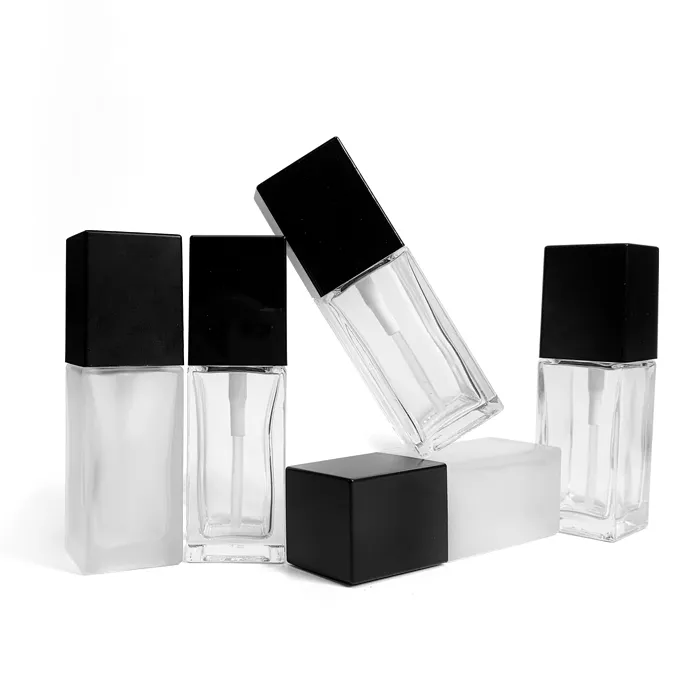 15Ml 20Ml 30Ml 40Ml Aanpasbare Vierkante Frosted Transparant Lege Glas Lotion Fles Cosmetische Verpakkingen Groothandel