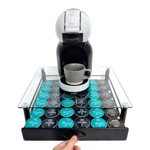 Pour 6 rangées 36 <span class=keywords><strong>dosettes</strong></span> <span class=keywords><strong>Dolce</strong></span> <span class=keywords><strong>Gusto</strong></span> café Capsule support de tiroir de bureau avec dessus en verre pour affichage de Machine à Capsule café - Product Image 2