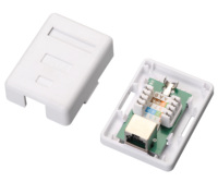 Caja de Conexión Keystone Cat5e UTP Sin Blindaje, 1 Puerto 8P8C T568A/B, Montaje en Superficie
