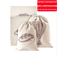 Sac à cordon personnalisé en coton 100% naturel, écologique et réutilisable, pour le stockage des aliments, les courses, le pain et les céréales