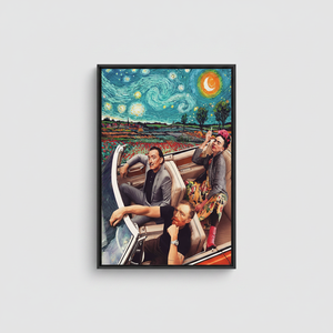 Modern <b>Canvas</b> Decor: Flat Printed Artwork Inspired by Frida, Van Gogh, Dali,BLACK <b>FRAMED</b> <b>CANVAS</b> - Product Image 2
