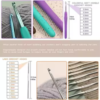 Kit de Crochet DIY 58 Pièces en PVC et Ensemble d'Outils de Tricot pour Débutants - Sac de Voyage Portable avec Fonctionnalités Adhésives Invisibles pour la Broderie et la Couture