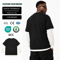 T-shirt unisexe à col rond épais OEM, personnalisé avec logo imprimé, pour homme, sublimation, manches longues, coupe oversize et courte, style boxy