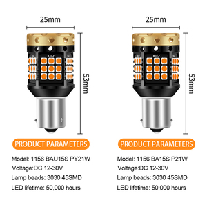 Ampoule LED <span class=keywords><strong>Auto</strong></span> Sans <span class=keywords><strong>Flash</strong></span> 12V 18W 45SMD 1156 7443 7440 3157 3156 Canbus Clignotant LED de Voiture Faisceau à 360 Degrés CE - Product Image 2
