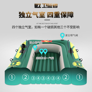 Kayak inflable para 4 personas, 4m+, PVC 98 Silk, bote de pesca con remos para lagos y ríos - Product Image 3