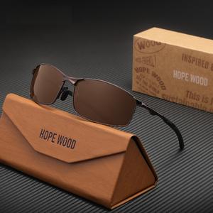نظارات شمسية مستطيلة كلاسيكية فاخرة للرجال من خشب الأمل مربعة من سبائك زرقاء UV400 بتصميم عصري نظارات ركوب - Product Image 1