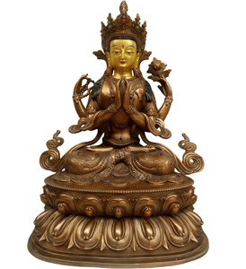 รูปปั้นพระพุทธรูปทำจากโลหะรูปปั้นทางศาสนารูปปั้นพระพุทธรูปทองเหลือง - Product Image 2