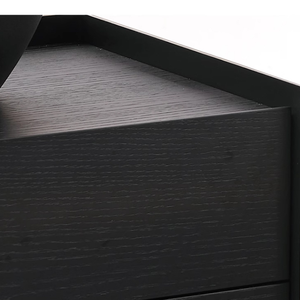 Ensemble de Chevets Modernes de Luxe Italiens en Bois Massif pour Chambre à Coucher, Chevet Français en Cuir Haut avec 2 Tiroirs <span class=keywords><strong>Bombay</strong></span> - Product Image 3