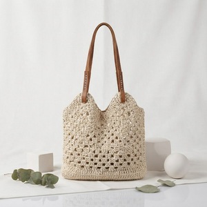 Borsa Tote Casual Personalizzabile in <span class=keywords><strong>Cotone</strong></span> Lavorata a Mano, Borsa a Spalla all'<span class=keywords><strong>Uncinetto</strong></span> <span class=keywords><strong>per</strong></span> Donne, Uso in Viaggio e all'Aperto - Product Image 1
