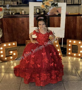 Elegante Vestido Rojo <span class=keywords><strong>de</strong></span> Gala <span class=keywords><strong>para</strong></span> Niña <span class=keywords><strong>de</strong></span> las Flores <span class=keywords><strong>para</strong></span> Boda con Apliques <span class=keywords><strong>de</strong></span> Tul <span class=keywords><strong>para</strong></span> <span class=keywords><strong>Primera</strong></span> Comunión Princesa Fiesta <span class=keywords><strong>de</strong></span> Cumpleaños Infantil y <span class=keywords><strong>Trajes</strong></span> Festivos - Product Image 6