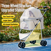 Carrito de 3 Ruedas para Mascotas (Perros y Gatos) con Estabilidad Mejorada, Cabina Espaciosa, Plegado con un Toque, Ventilación Completa y Color Personalizado