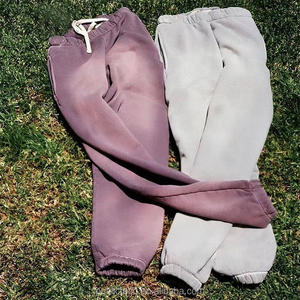 Pantalons en détresse personnalisés, poids lourd, surdimensionnés, délavés au soleil, pantalons vintage pour hommes pantalons de survêtement pour hommes - Product Image 1