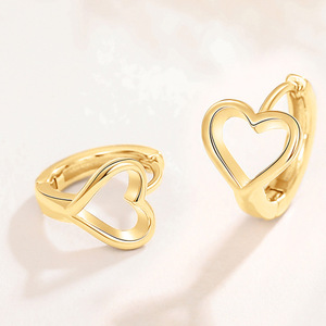 Orecchini a Cerchio con Cuore Vuoto per Donne, Semplici Orecchini a Forma di Cuore, Gioielli di Moda per Uso Quotidiano - Product Image 5