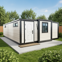 Vente directe usine – Maison conteneur en acier de 20 pieds à double aile extensible, avec chambre et espace de vie simple et confortable