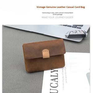 <span class=keywords><strong>กระเป๋า</strong></span>ใส่บัตรมินิทำมือสไตล์เรโทรแบบใหม่ หนังวัวแท้ ใช้เป็นกระเป๋าใส่เหรียญและใส่หูฟัง - Product Image 4