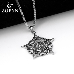 Pendentif maçonnique en acier inoxydable, pentagramme, crâne, gothique, punk, vintage, occulte, mystique, bijoux en acier titane pour hommes - Product Image 3