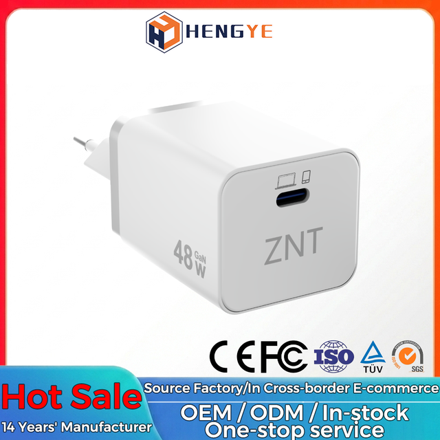 48W Single Port USB C PD PPS GaN EU Plug Black White Custom Logo OEM Laptop Mobile Phone Super Fast Charging Wall Charger