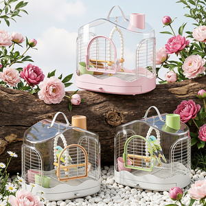 Yüksek Kaliteli Çevre Dostu Hafif Taşınabilir Şeffaf Nefes Alabilen Plastik Kuş Papağan Kafesi Evcil Hayvan Taşıyıcısı Büyük Kapasiteli - Product Image 6