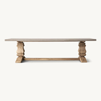 Table à manger rectangulaire moderne antique en chêne massif, mobilier pour appartement, 4 places