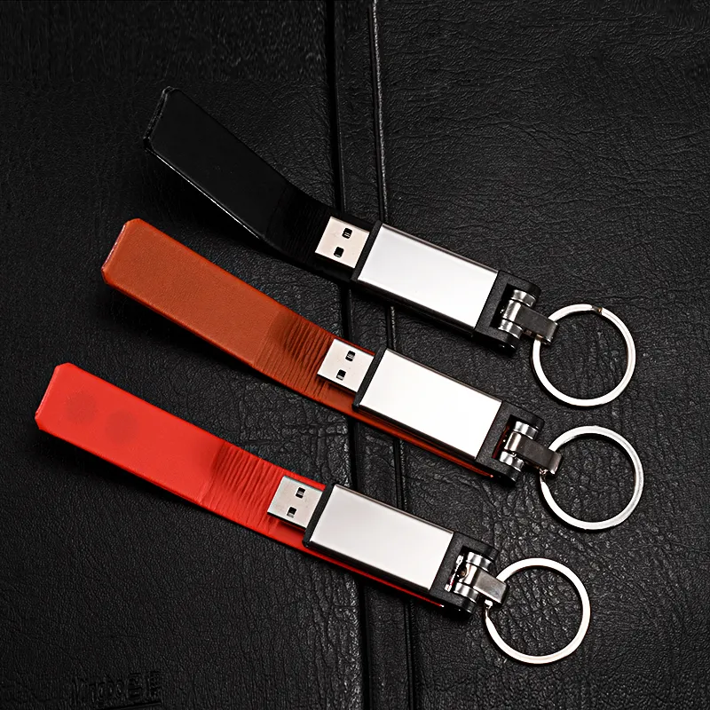 Taşınabilir pu kalem sürücü 8gb 16gb 32gb 64gb 128gb toplu ucuz usb bellek çubuğu promosyon deri usb bellek sürücüler disk