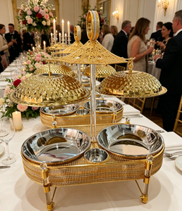 FULAIXIN Nouveau Réchaud de <span class=keywords><strong>Buffet</strong></span> Doré en Acier Inoxydable Grande Capacité 12L, Chauffe-Plats à Alcool Longue Durée pour Traiteur - Product Image 2
