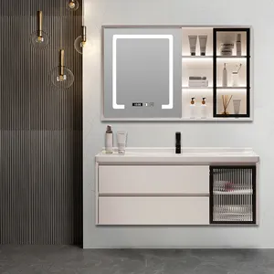 SONSILL Customizable Modern LED Mirror Light Bathroom Sets Cabinets Modern Luxury Bathroom Vanity With Sink