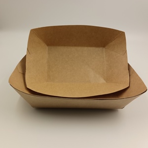 Eco Friendly Disposable Brown Kraft <b>Paper</b> Food Boat <b>Tray</b> Food <b>Paper</b> <b>Tray</b> - Product Image 4
