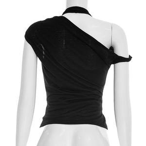 Viviblook J26TP069 Nuevo Top de Verano para Mujer, Chaleco Irregular Sexy de Color Liso con Hombros Descubiertos y Tirantes para Damas - Product Image 6