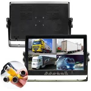 10.1inch AHD IPS 1024x800 4CH Split Quad Screen 4Pin Aviation Video Input Rear View Monitor For Car Max Support 1080P AHD Camera