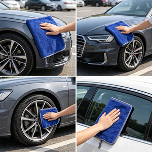 Serviette en microfibre double face 400 GSM haute et basse densité pour voiture, chiffon de detailing sans rayures pour le cirage et le polissage - Product Image 2