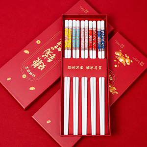 Baguettes en céramique pour la maison, une baguette par personne, baguettes porte-bonheur, coffret cadeau de baguettes porte-bonheur, rouge de grande valeur - Product Image 2
