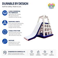Toboggan aquatique gonflable commercial en PVC, combinaison requin et palmier tropical, avec piscine et glissière, pour usage extérieur/intérieur, adultes et écoles