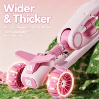 Trottinette pour enfants 3 en 1 avec siège pliable, hauteur réglable, roues silencieuses et lumineuses, musique, jouet à roulettes pour enfants