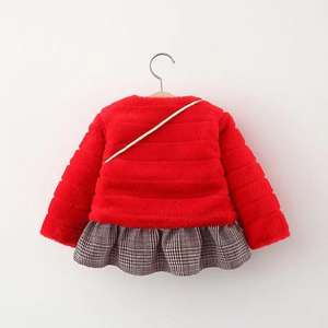 Chaqueta de lana con lazo y dobladillo a cuadros para niños, mochila informal de conejo para edades de <span class=keywords><strong>11</strong></span> años, venta al por mayor, invierno, 2021 - Product Image 4